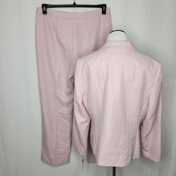Le Suit Women's Notch-Collar Blazer Jacket + Pants Suit Blossom Pink NWT Size 14 - Picture 8 of 10